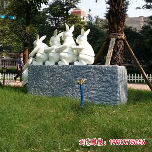 濟南石材兔子雕塑大象和兔子的石雕圖片