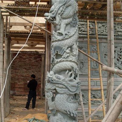 江蘇景區廣場石雕龍柱-祠堂石龍柱-千寶石雕