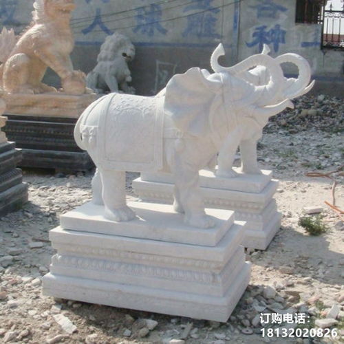 石頭吉祥如意大象 吳忠漢白玉雕塑大象制作廠