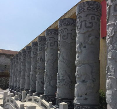 廠家定做花崗巖石雕龍柱-廣場(chǎng)景觀望柱雕塑-寺廟-龍柱雕刻