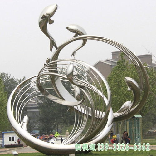 大型海豚不銹鋼雕塑園林景觀 海南金屬海豚雕塑定制廠家