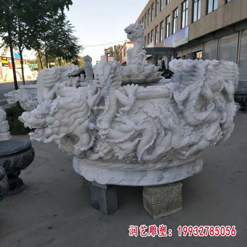 仙鶴荷花石浮雕水缸 來賓浮雕石材雕塑加工廠