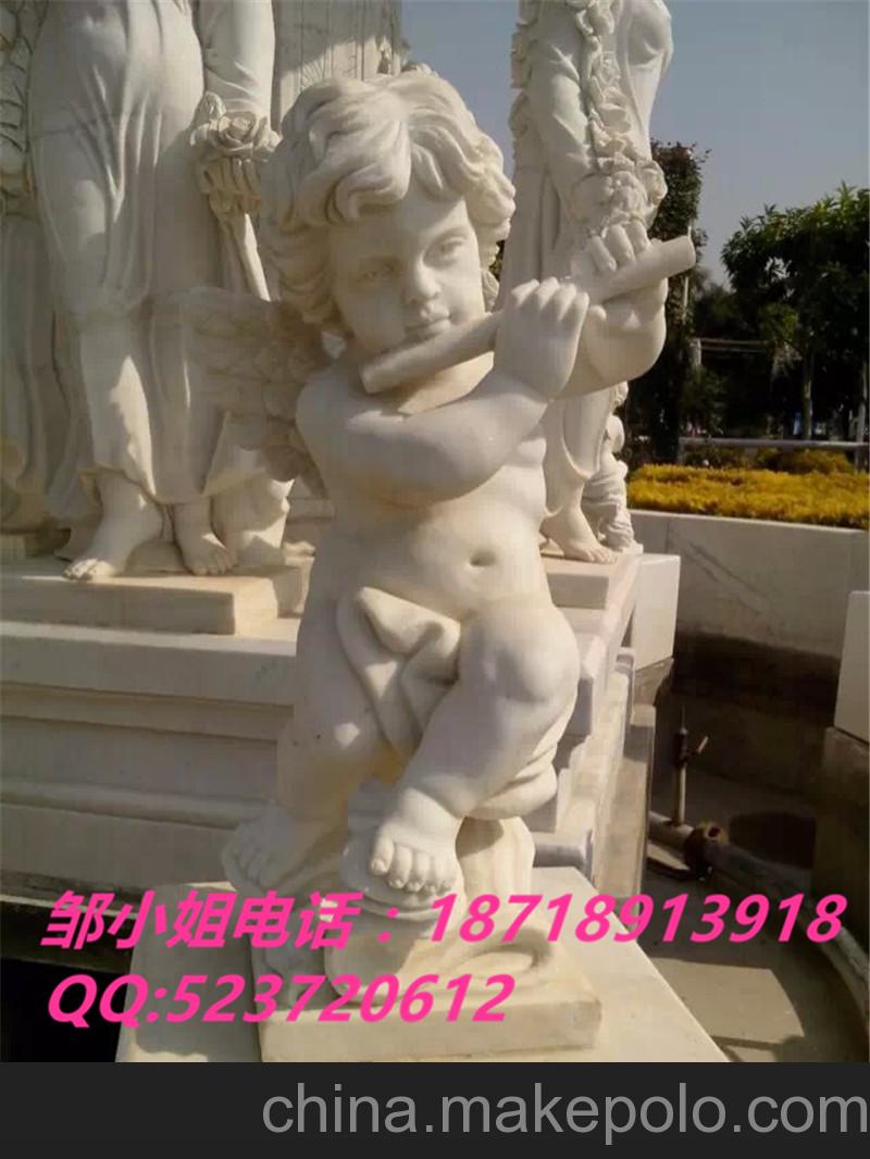 供應人造砂巖雕塑人物 歐式小天使藝術品 人造石圓雕園林景觀擺設